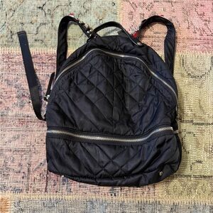 Sam Eldman Quilted Black Backpack with Silver Zippers